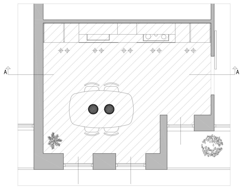 cucina con portale lineare