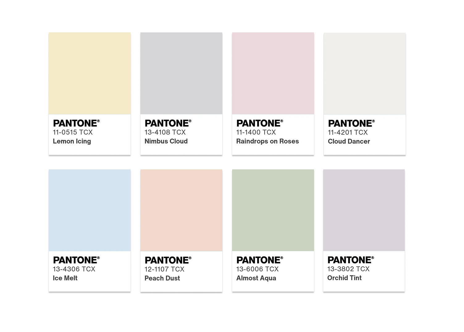 Palette Pantone 2026 PASTELLI IN POLVERE