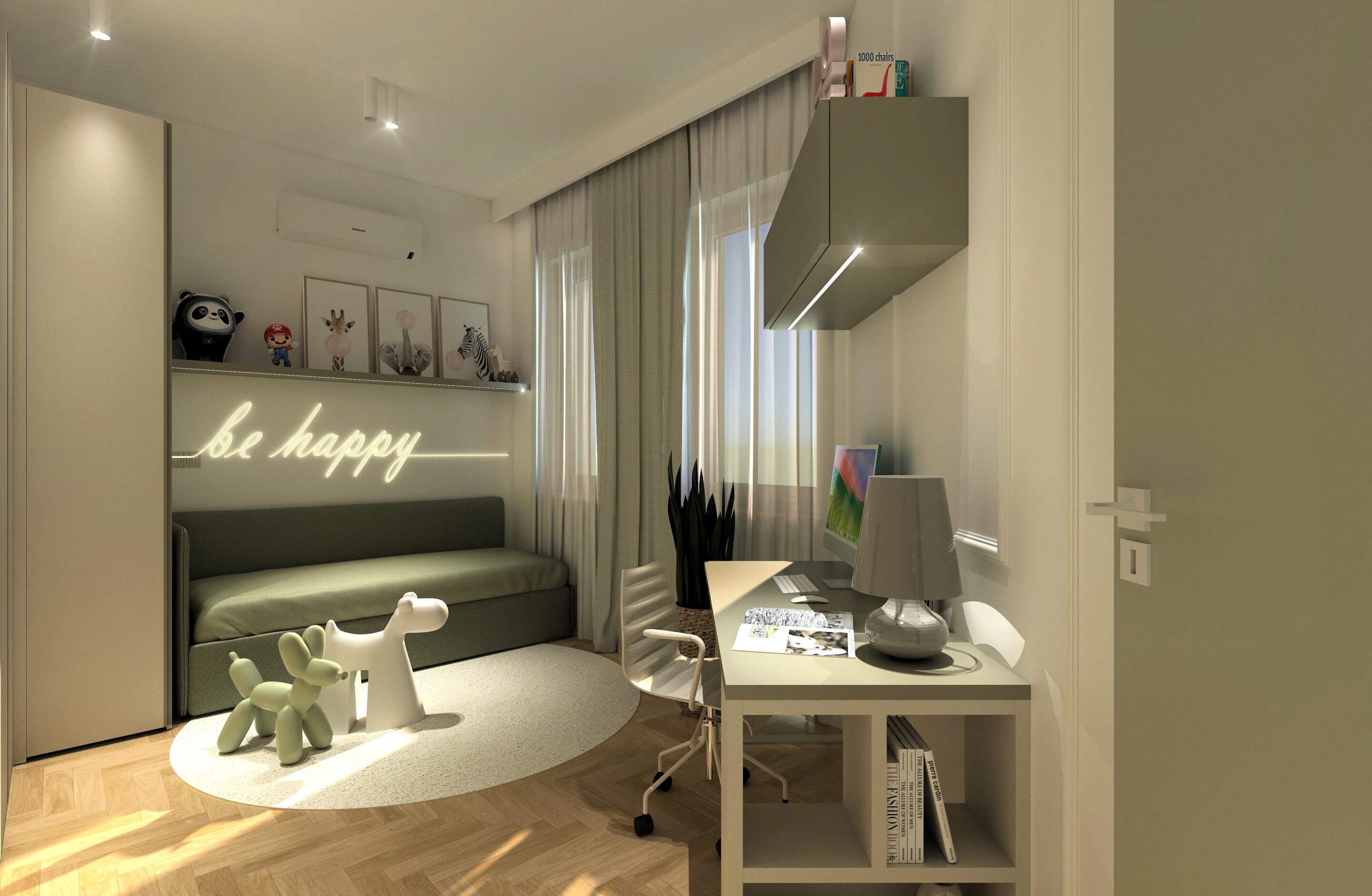 Render Cameretta zona studio